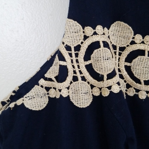 White/gold striped navy blue Lilly Pulitzer dress - Picture 4 of 6